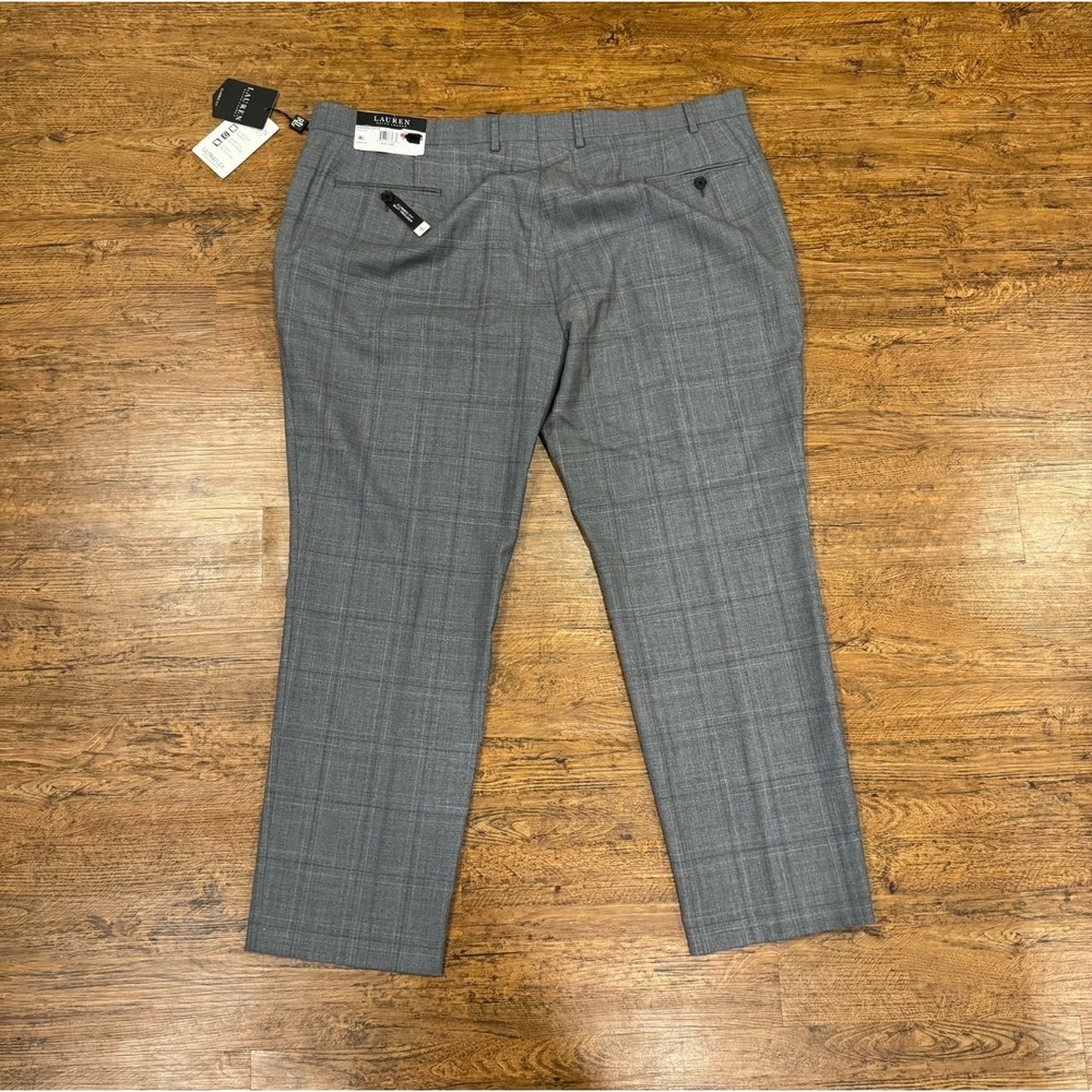 Lauren Ralph Lauren UltraFlex Gray Plaid Wool Blend Classic Dress Pant Men 44x30 - Picture 2 of 9